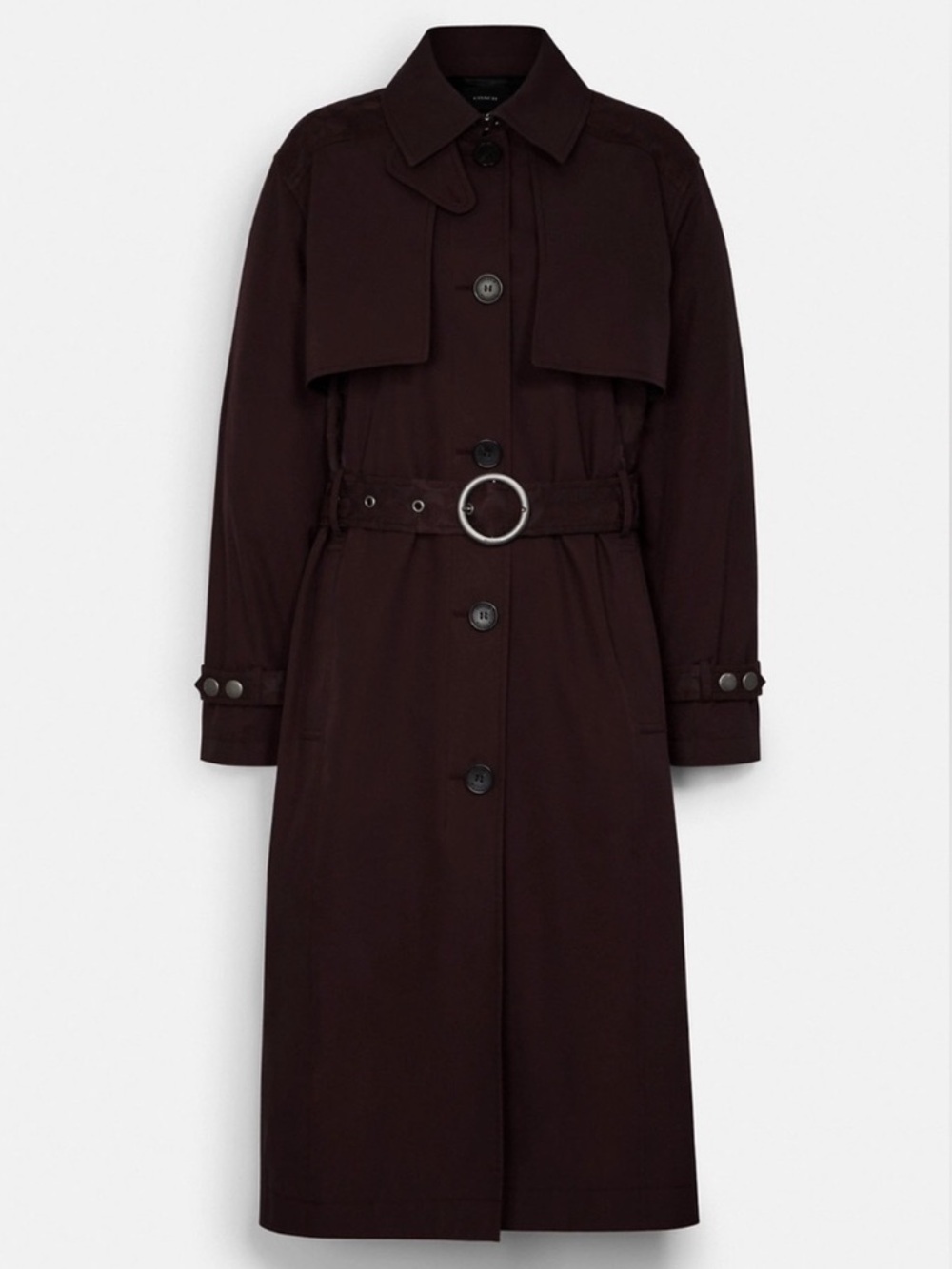 Coach Long Women's Trench Coat Cotton in Dark Burgundy EUC 1418